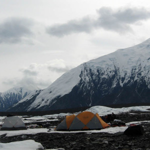 Camp near the McKinley River after traversing Denali