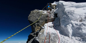 Chris Davenport descending the Hillary Step during 2011 Mountain Trip Everest Expedition