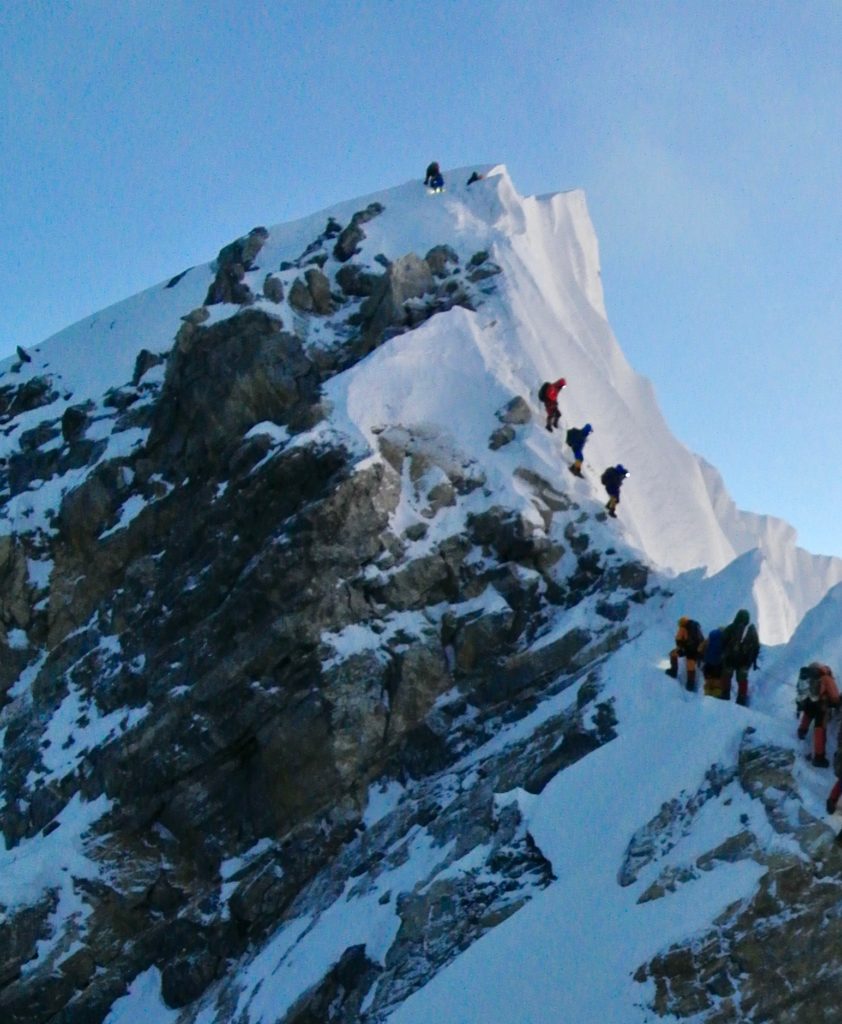 Climbers on the Hillary Step in 2016