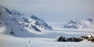climbers on kahiltna glacier