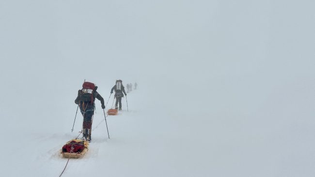 Traveling in whiteout conditions on Denali in 2023 was a near constant.