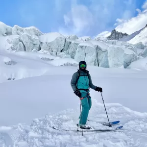 Skiing the beautiful glaciers of the Alps.