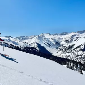Backcountry skiing on Red Mountain Pass.