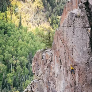 Climbing in Cracked Canyon near Telluride, CO.