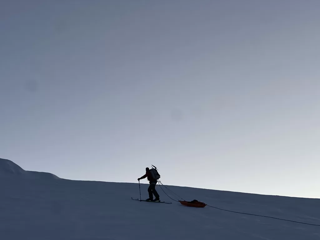 Ski team making the climb on Denali