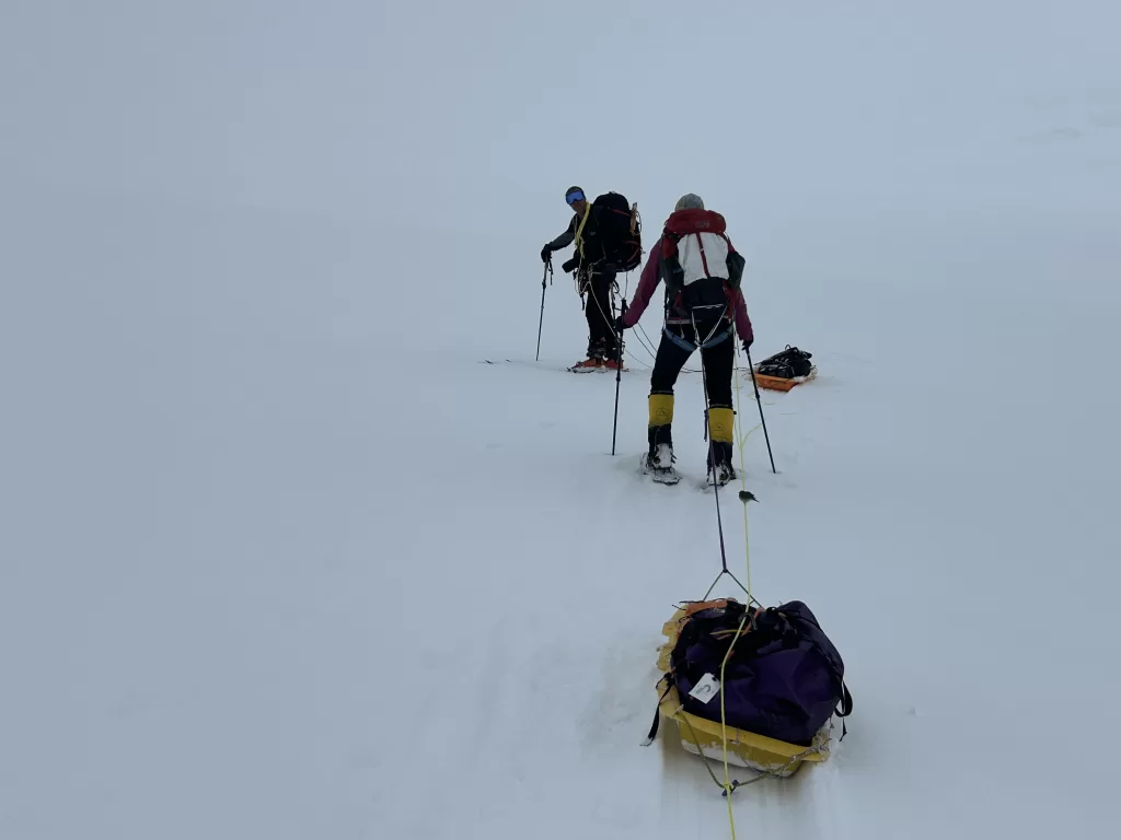 Roped up across the Glacier
