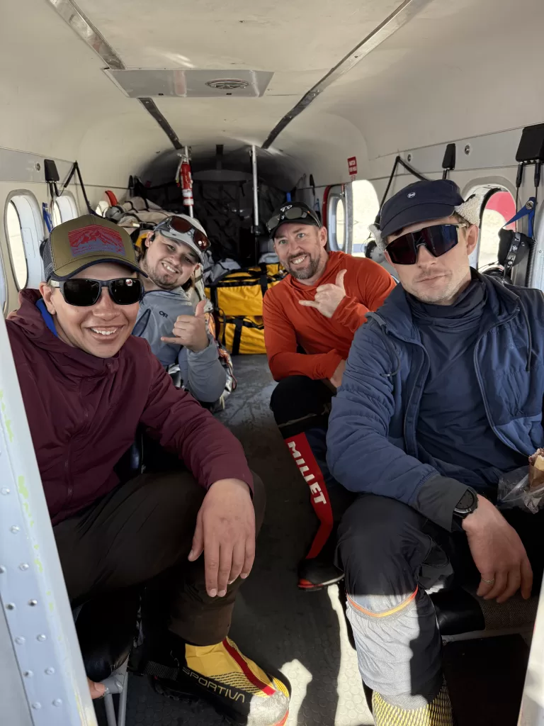 Flight onto the glacier